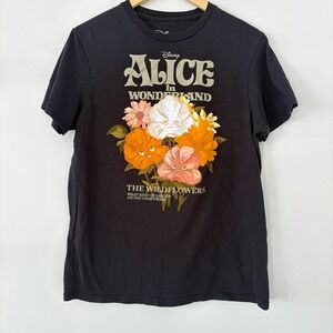 Disney Alice in Wonderland Wildflowers T-Shirt Women's Size M Floral Graphic Tee